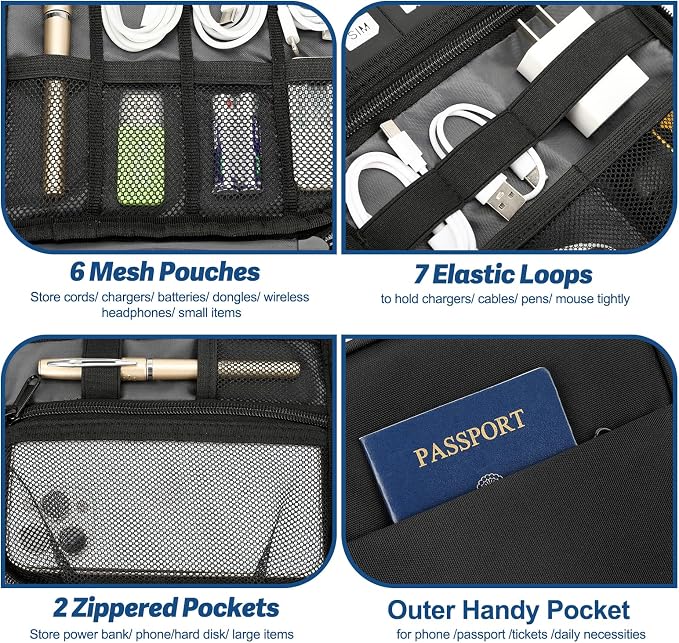 Electronic Organizer Travel Case, All-in-One Portable Cable Organizer Bag - Image 4