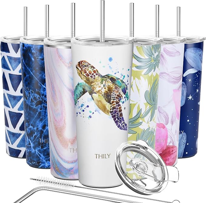 THILY Stainless Steel Vacuum Insulated Tumbler Travel Mug 26 oz Coffee Cup by THILY