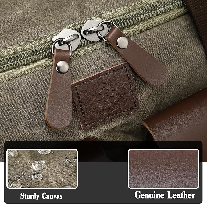 Waxed Canvas Duffle Bag for Men 60L Travel Duffel Bags Expandable Genuine - Image 4