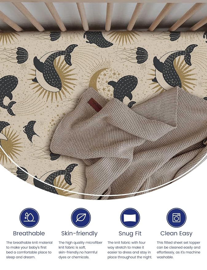 TotAha Premium Stretchy Crib Sheets-Hypoallergenic, Silky Comfort, Buttery Soft - Image 3