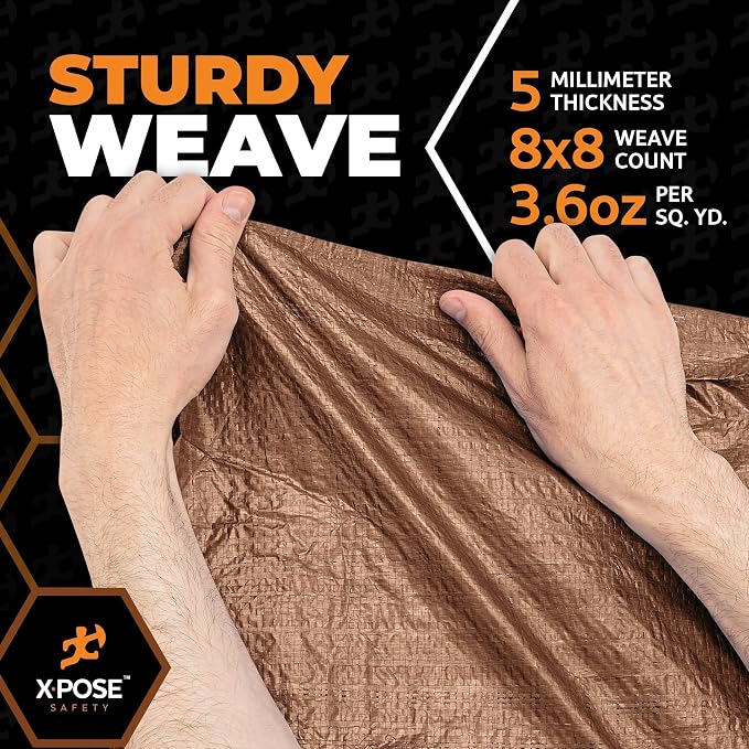 Multipurpose Protective Cover Brown Poly Tarp 10' x 12' - Image 5