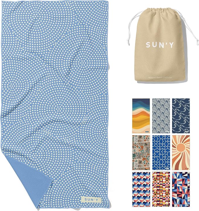 SUN'Y Waffle Microfiber Beach Towel – Sand Free, Quick Dry, Ultra Absorbent by SUNY