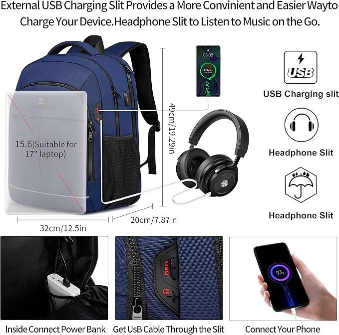 Backpack, Travel Backpack, School Backpack, 17.3 Inch Business Laptop Backpack - Image 4