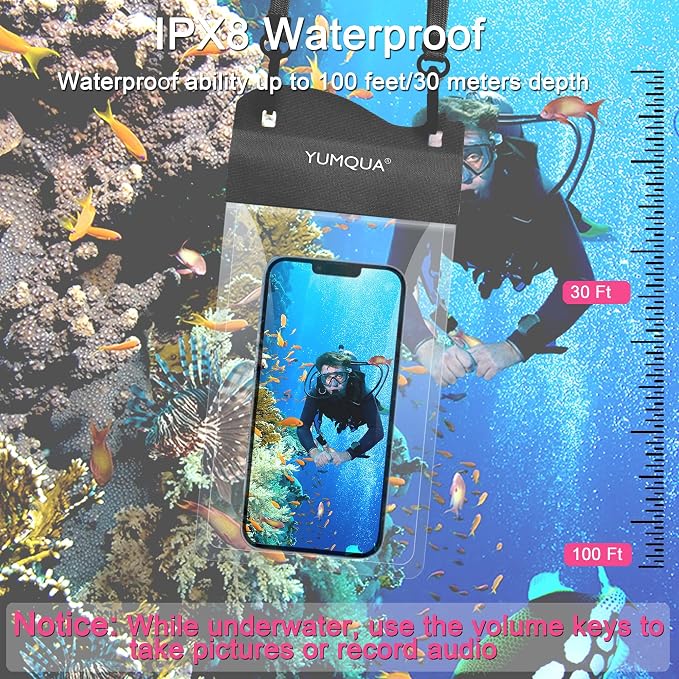 Large Waterproof Phone Pouch 2 Pack, IPX8 Waterproof Cell Phone Case Dry Bag - Image 3