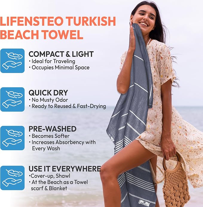 Oversized Sand Resistant Prewashed Turkish Cotton Quick Drying, Lightweight - Image 3