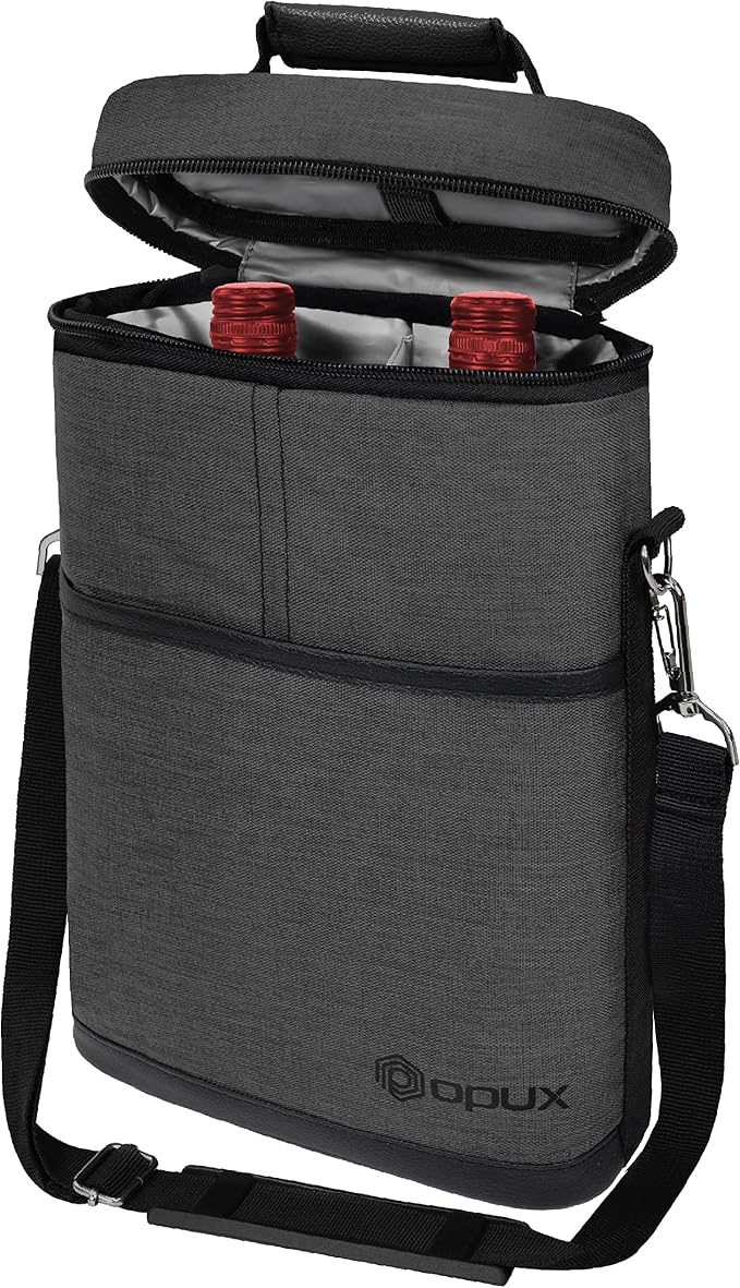 opux 2 Bottle Wine Carrier Tote, Insulated Leakproof Wine Cooler Bag, Wine by OPUX