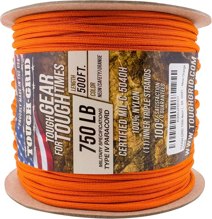 TOUGH-GRID 750 Paracord Rope Nylon Parachute Cord, Made in USA Survival Kit - Image 4