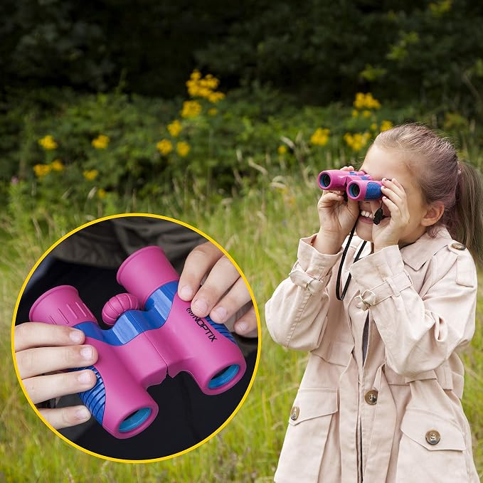 Binoculars for Kids, Girls or Boys Real Kids Binoculars in Vibrant Pink Blue - Image 9