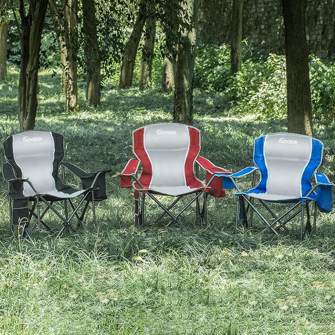Padded Camping Chairs for Adults, Oversized Folding Outdoor Chairs, Weight - Image 2