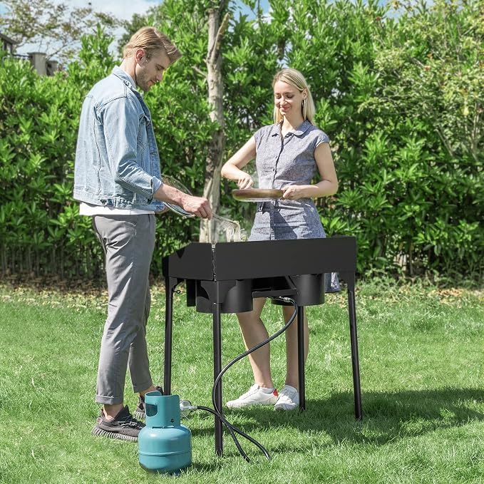 VIVOHOME 150, 000 BTU Double Burner Propane Stove, Heavy-Duty Outdoor Portable - Image 2