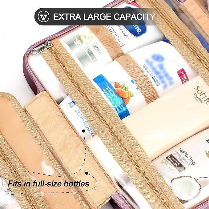 Travel Hanging Toiletry Bag for Women, Large Makeup Bag 8 Leak Proofing - Image 4