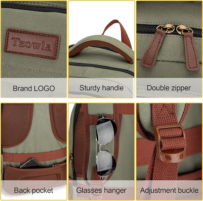 Tzowla Canvas Laptop Backpack, Bag - Image 4