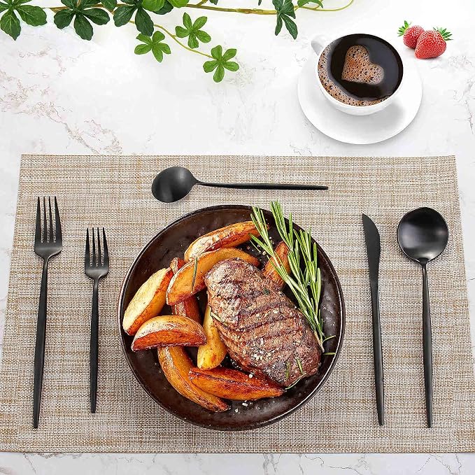 Matte Black Silverware Set for 12, IBIILII JEFF 60 Pieces Stainless Steel - Image 6