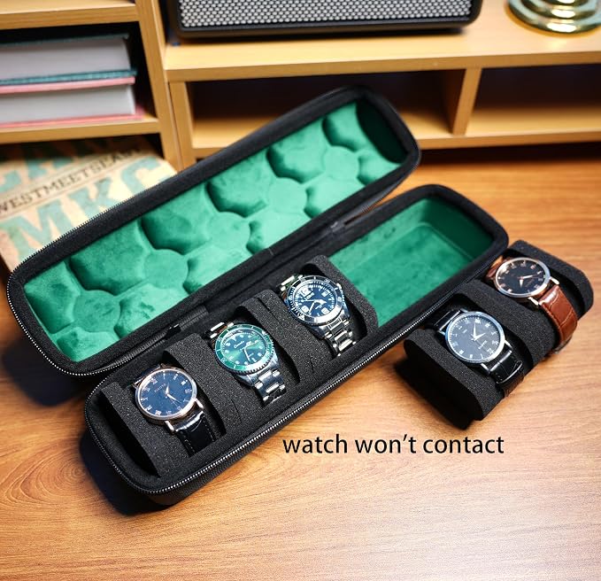 5 slots Hard watch travel case carry box display and Organizer, - Image 4