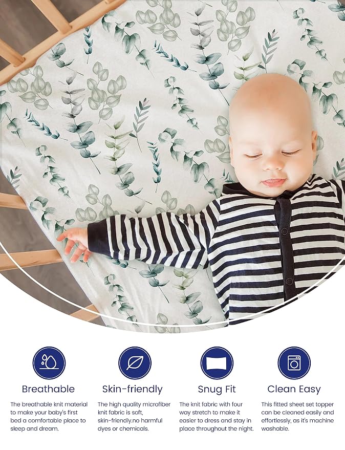 TotAha Botanical Pack and Play Sheets Fitted, Compatible - Image 2