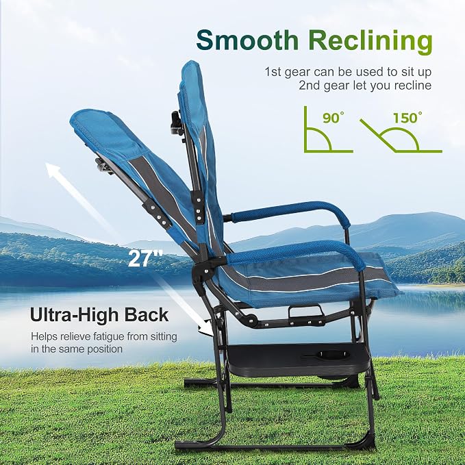 ALPHA CAMP Oversized Folding Camping Chairs High Backrest Reclining Director - Image 4