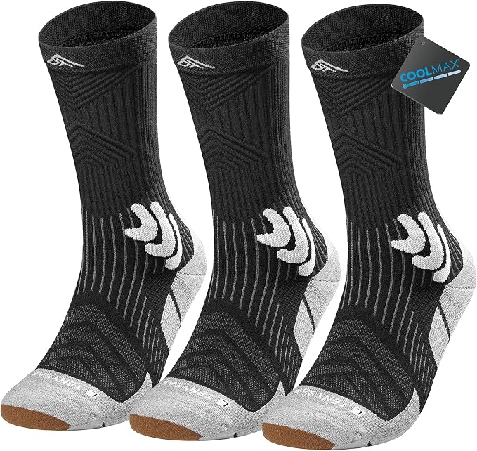 Men's Compression Running Socks: Coolmax Athletic Crew Socks Moisture Wicking by TENYSAF%C2%AE