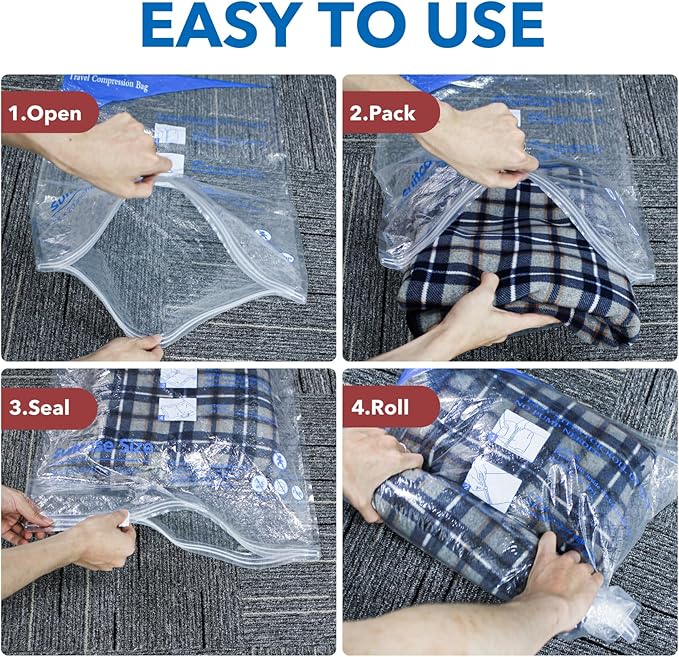 12 Pack Compression Bags for Travel | Vacuum Seal Storage Bags for Luggage & - Image 4
