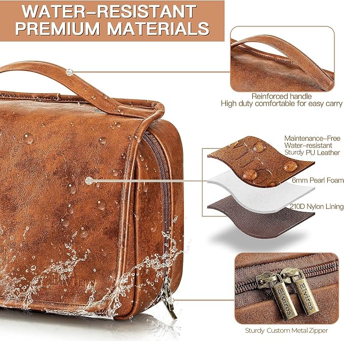 Elviros Hanging Toiletry Bag for Men Travel Essentials 3-in-1 Large Waterproof - Image 3