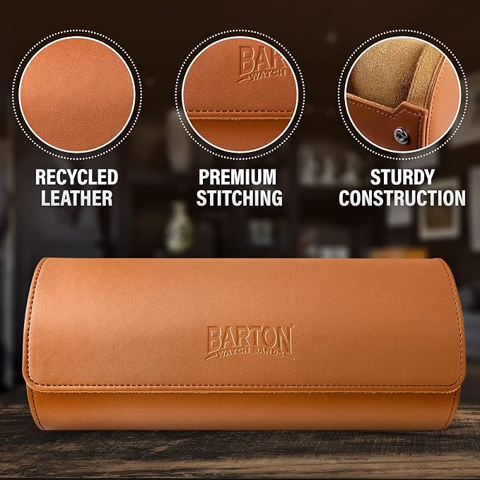 Barton Leather Watch Roll for 3 Watches | Convenient Organizer Case for Travel - Image 4