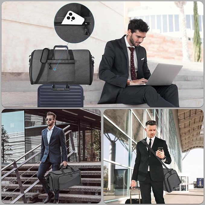 Travel Garment Duffle Bag with Laptop Compartment, RFID Blocking Convertible - Image 7