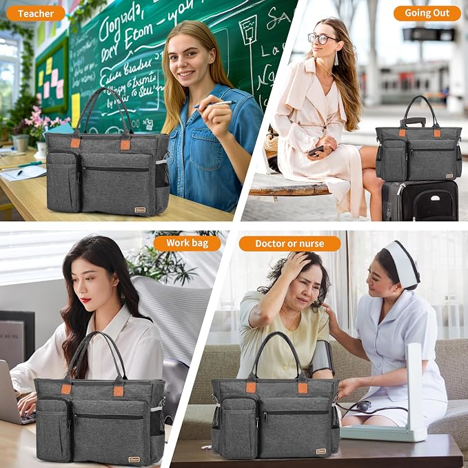 Laptop Tote Bag, Middle Size Computer Messenger Teacher Bag - Image 6