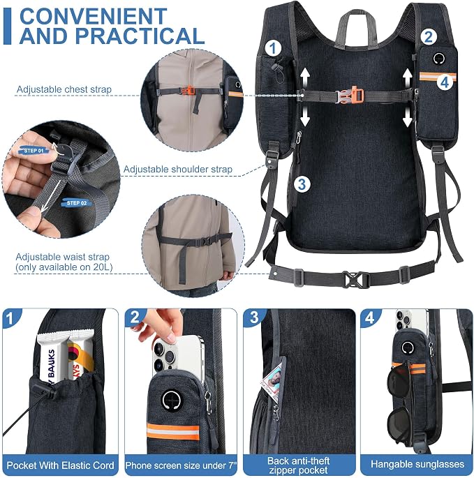 20L Small Hiking Backpack for Men Women Foldable Packable Back Pack Ultralight - Image 2