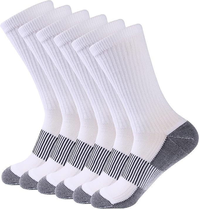 FOOTPLUS Hiking Copper Compression Socks, Unisex Cushioned Sole Arch Support by FOOTPLUS