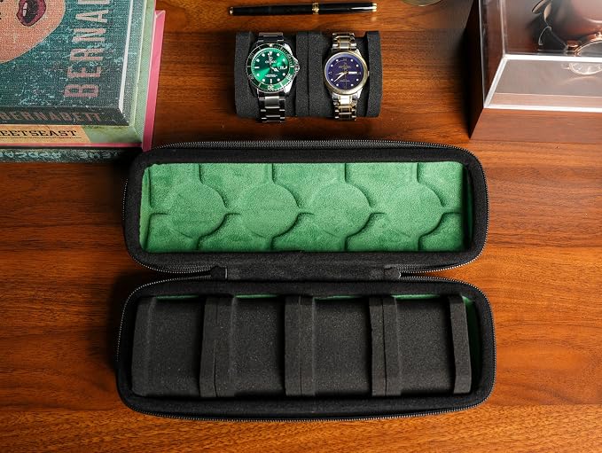 4 slots watch travel case roll, hard watch box storage organizer - Image 4