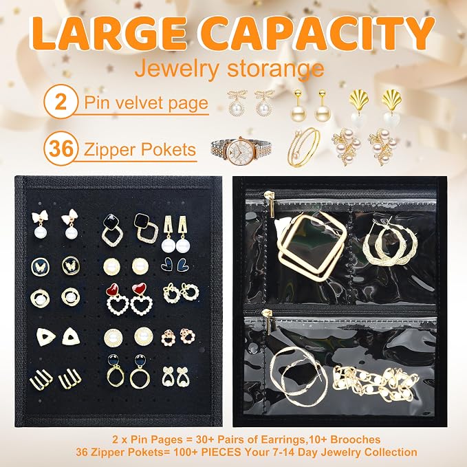 Meneng Travel Jewelry Case Organizer: Jewelry Bags Storage Book Binder - Image 3