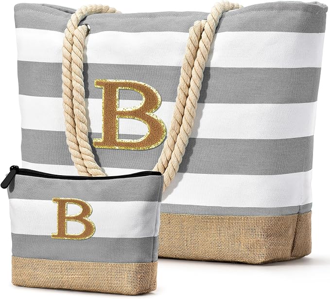 Becokan Beach Bag Initial Beach Tote by BecokanBeachBagSpecialist