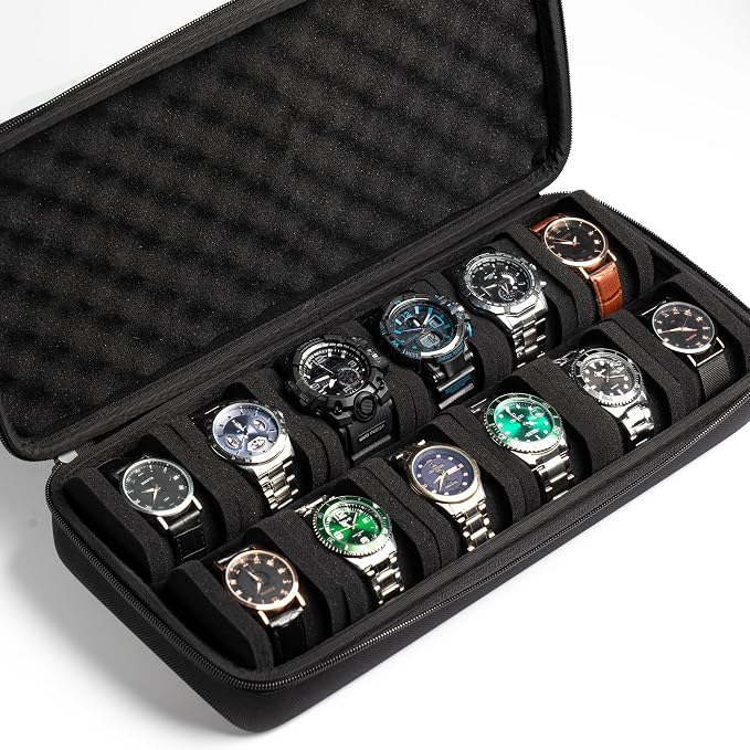 12 slots Watch Case, hard watch travel case, storage box, padded case - Image 7