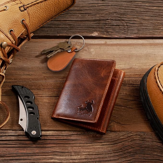 BULL GUARD Best Leather Men's RFID Trifold Wallet - Image 3