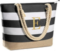YOOLIFE Initial Canvas Waterproof Beach Tote Bag Zipper Personalized Gifts by YOOLIFE