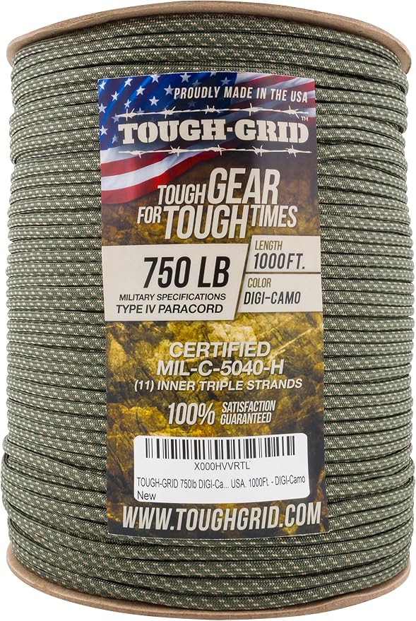 TOUGH-GRID 750 Paracord Rope Nylon Parachute Cord, Made in USA Survival Kit - Image 3