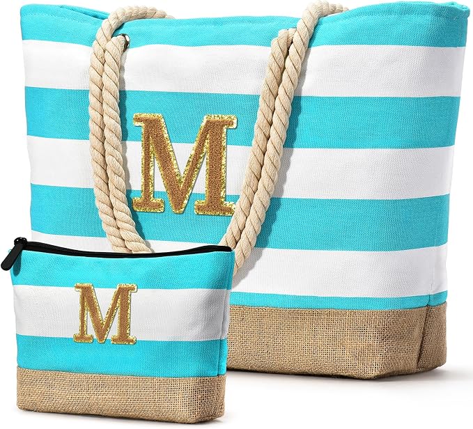 Becokan Beach Bag Initial Beach Tote by BecokanBeachBagSpecialist