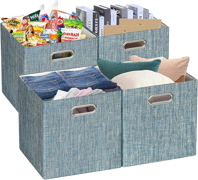Posprica Storage Basket Bins, 11×11×11 Foldable Storage Cube Boxes Fabric Drawer by Posprica