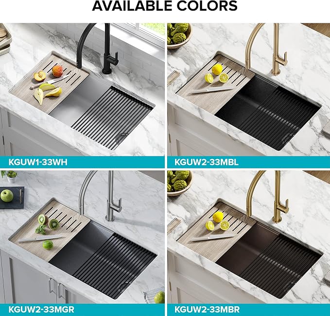 KRAUS Bellucci 32” in. Undermount Workstation Granite Kitchen Sink in Metallic - Image 16
