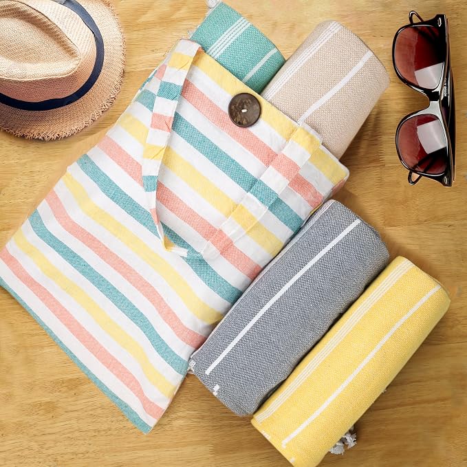 HILLFAIR Cotton Turkish Beach Towels, Quick Dry Lightweight Sand Free Peshtemal - Image 3