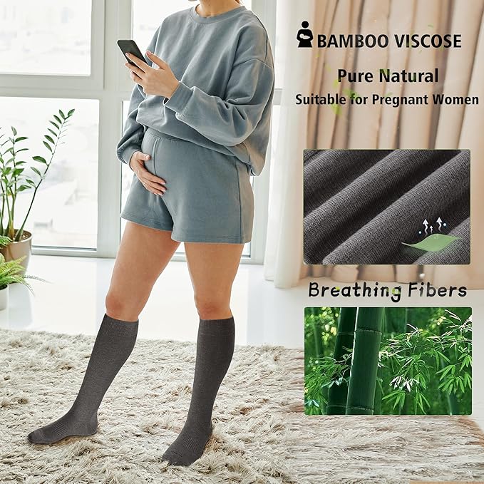 LEVSOX Compression Socks for Pregnant Women 20-30 mmHg Knee High Cute Funny - Image 5
