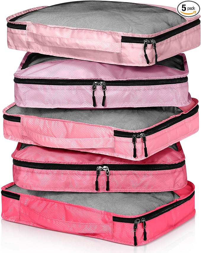 5 Pcs Packing Cubes for Suitcase Large Travel Cubes Carry on Luggage Organizer by Bulyoou