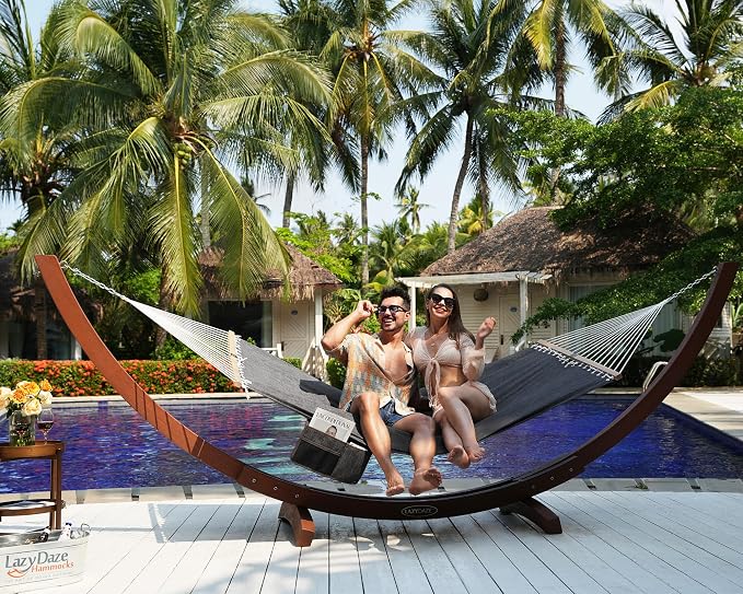 Lazy Daze Hammocks 11 FT Double Outside Hammock Quick Dry Olefin Fabric Hammock - Image 3