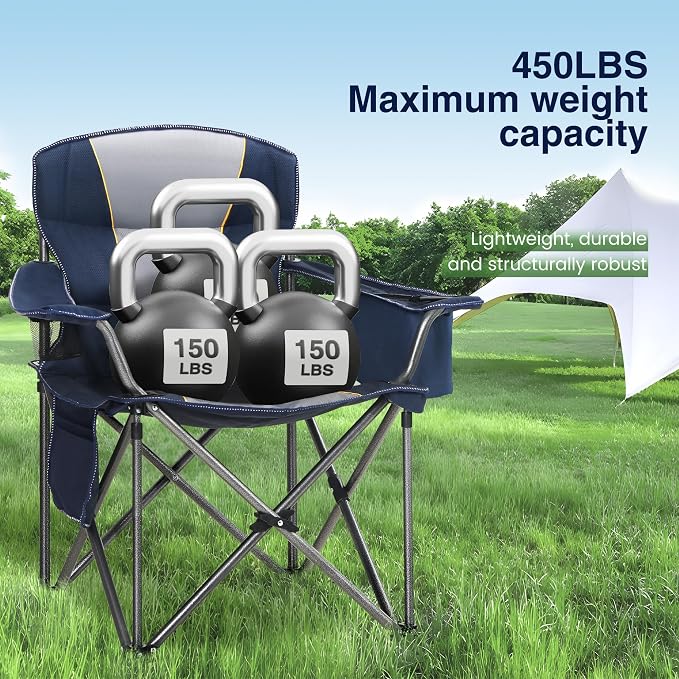 HIGH POINT SPORTS Oversized Portable Camping Folding Chair, Heavy Duty Portable - Image 4