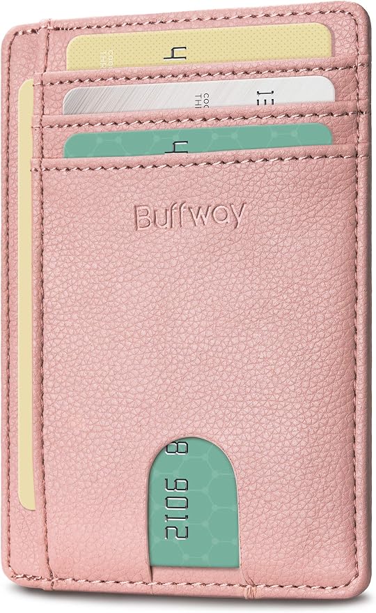 Buffway Slim Minimalist Front Pocket RFID Blocking Leather Wallets by Buffway