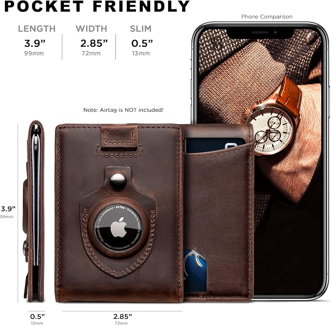 SERMAN BRANDS RFID Blocking Slim Bifold Genuine Leather Minimalist Front Pocket - Image 4