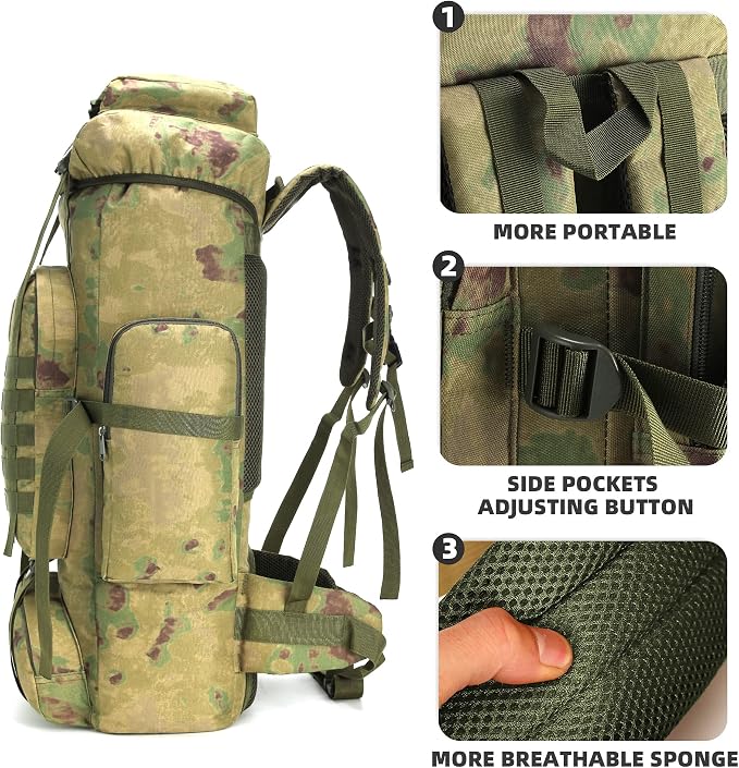 King'sGuard 70L Camping Hiking Backpack Tactical Backpack Military Molle - Image 4