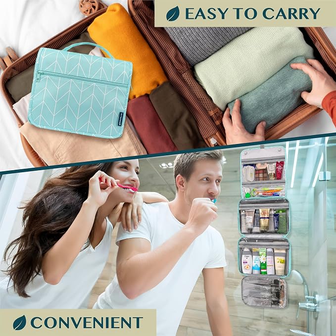 PAVILIA Hanging Toiletry Bag Women Men, Foldable Cosmetic Organizer Travel Bag - Image 7