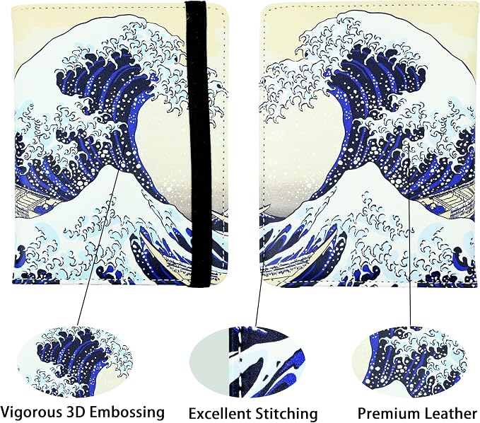 Ink Waves Passport Holder for Women and Men PU Leather Passport Cover for Travel - Image 2
