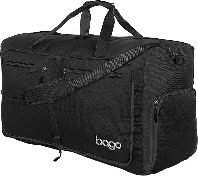 Bago Foldable Duffel Bags for Traveling Women & Men - 60L Medium Packable by BagoTravelBags