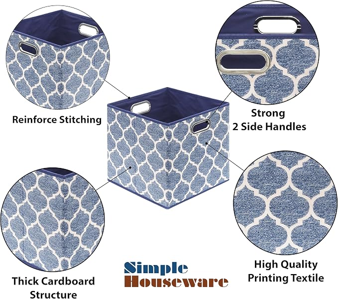 SIMPLE HOUSEWARE 13-Inch Collapsible Fabric Cube Storage Bin - Image 5